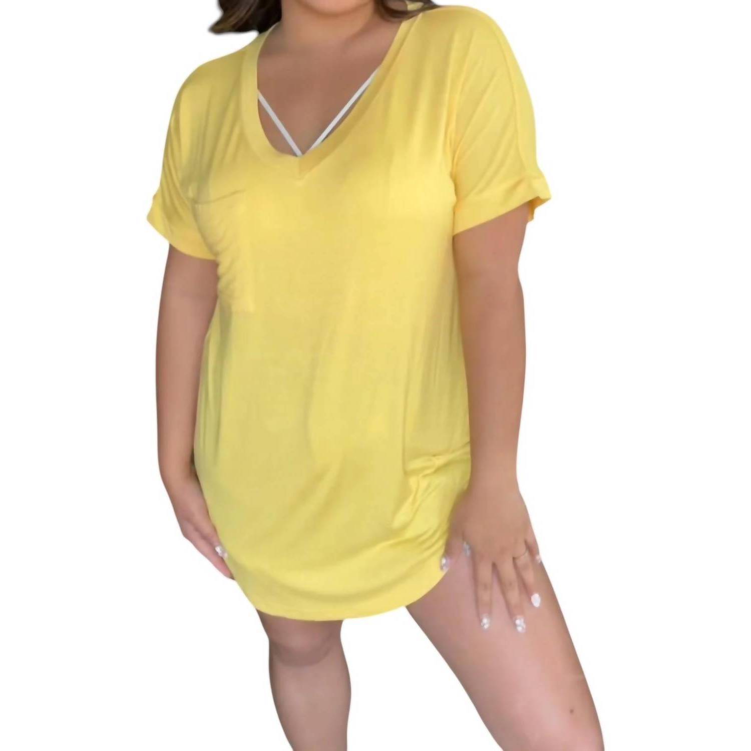 New Jadyk Celeste Pocket V Neck Tee In Yellow